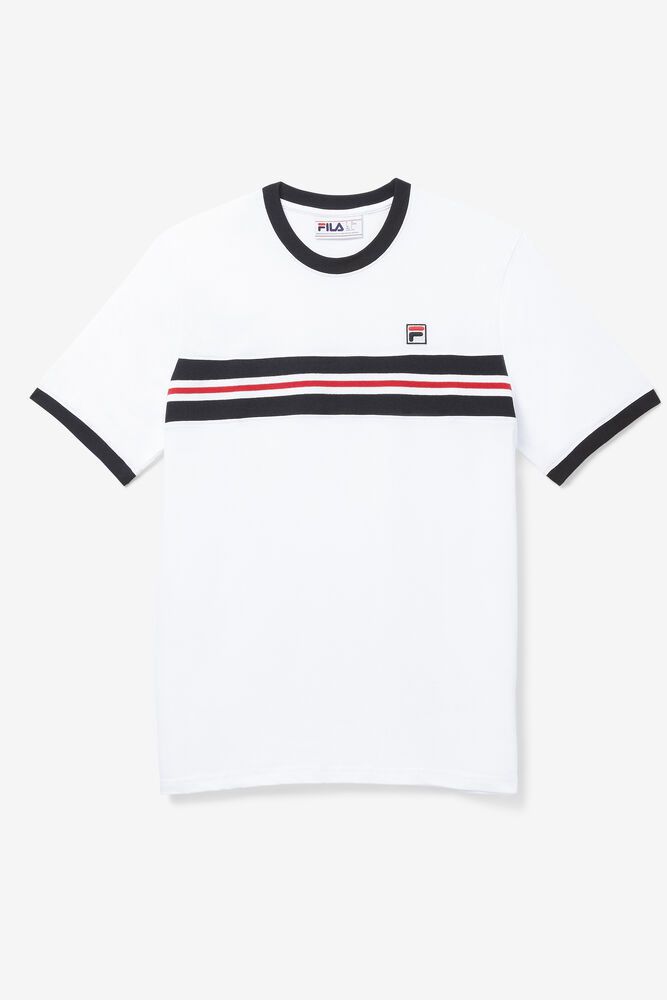 Fila T-Shirt Mens White - Silver - Philippines 9264571-CS